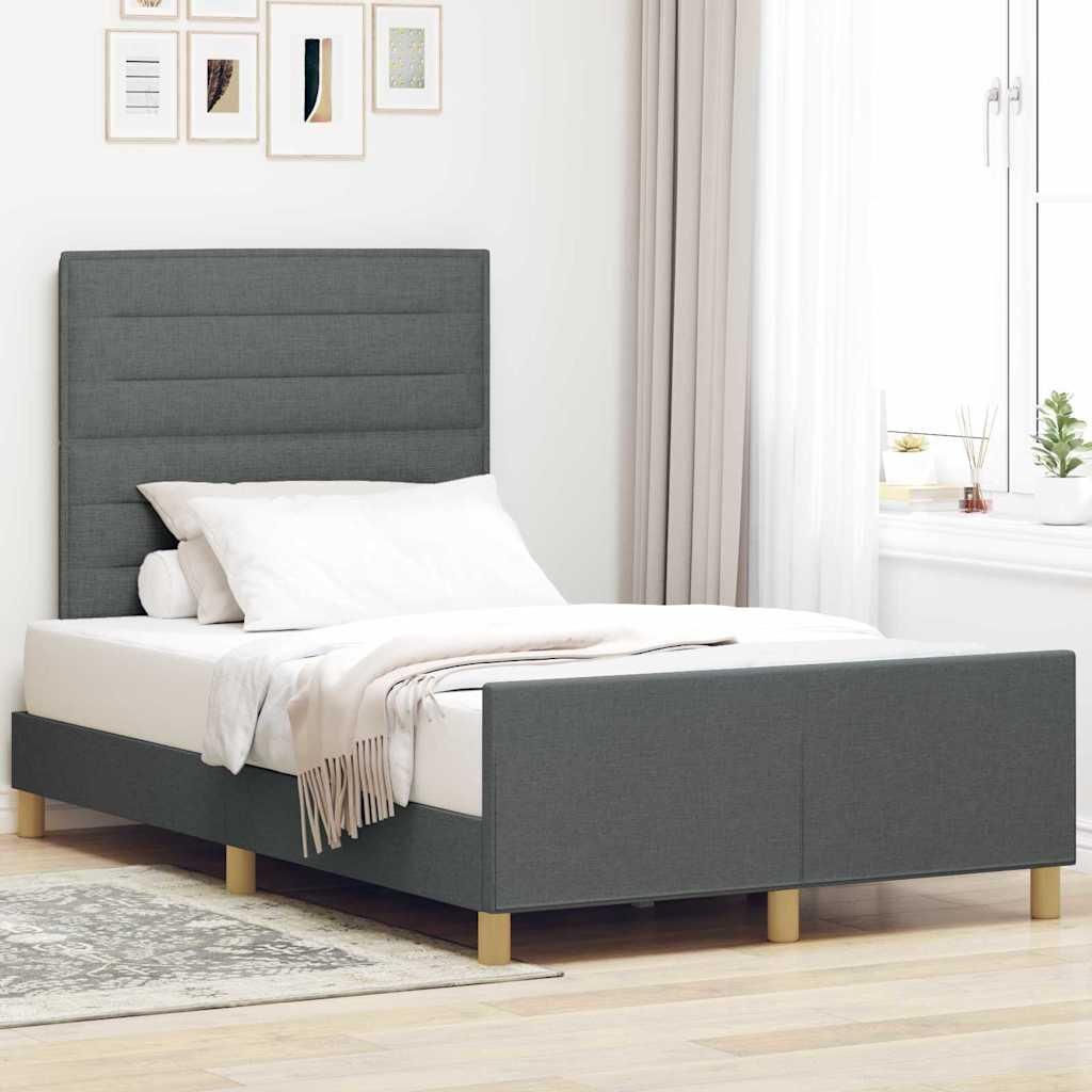 Möbel Bettgestell mit Kopfteil Dunkelgrau 120 x 190 cm Stoff - Klassische Betten 3344635