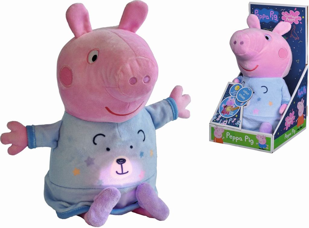 Peppa Pig 2v1 plyšový usínáček hrající + světlo, modrý, 25 Obrázek produktu 