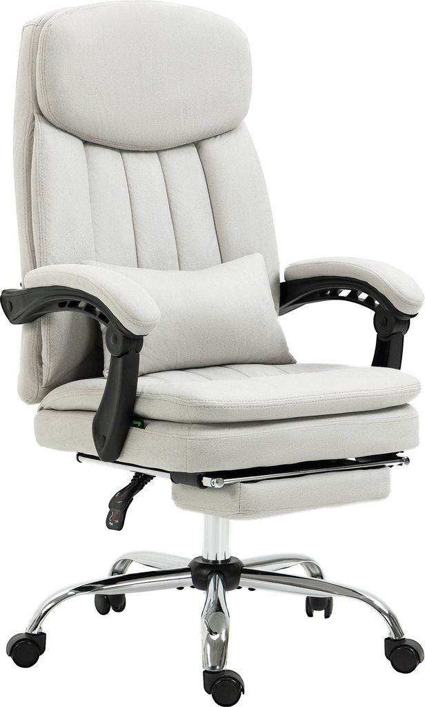 Bürostuhl mit Massage- und Heizfunktion, ergonomisch, 66x67x110-118cm, Cremeweiß