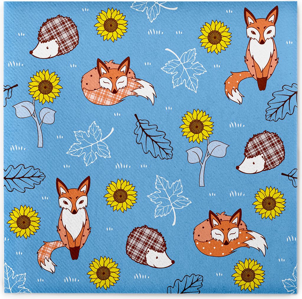 Sovie HOME Serviette Florian in Blau aus Linclass Airlaid 40 x 40 cm, 12 Stück - Waldtiere