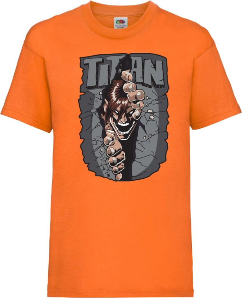 Kinder T-Shirt Japan Animation Manga Anime Comics Attack Anime On Titan Angry Var-041 Angry Beasts, 9-11 Jahr - 140 / Orange