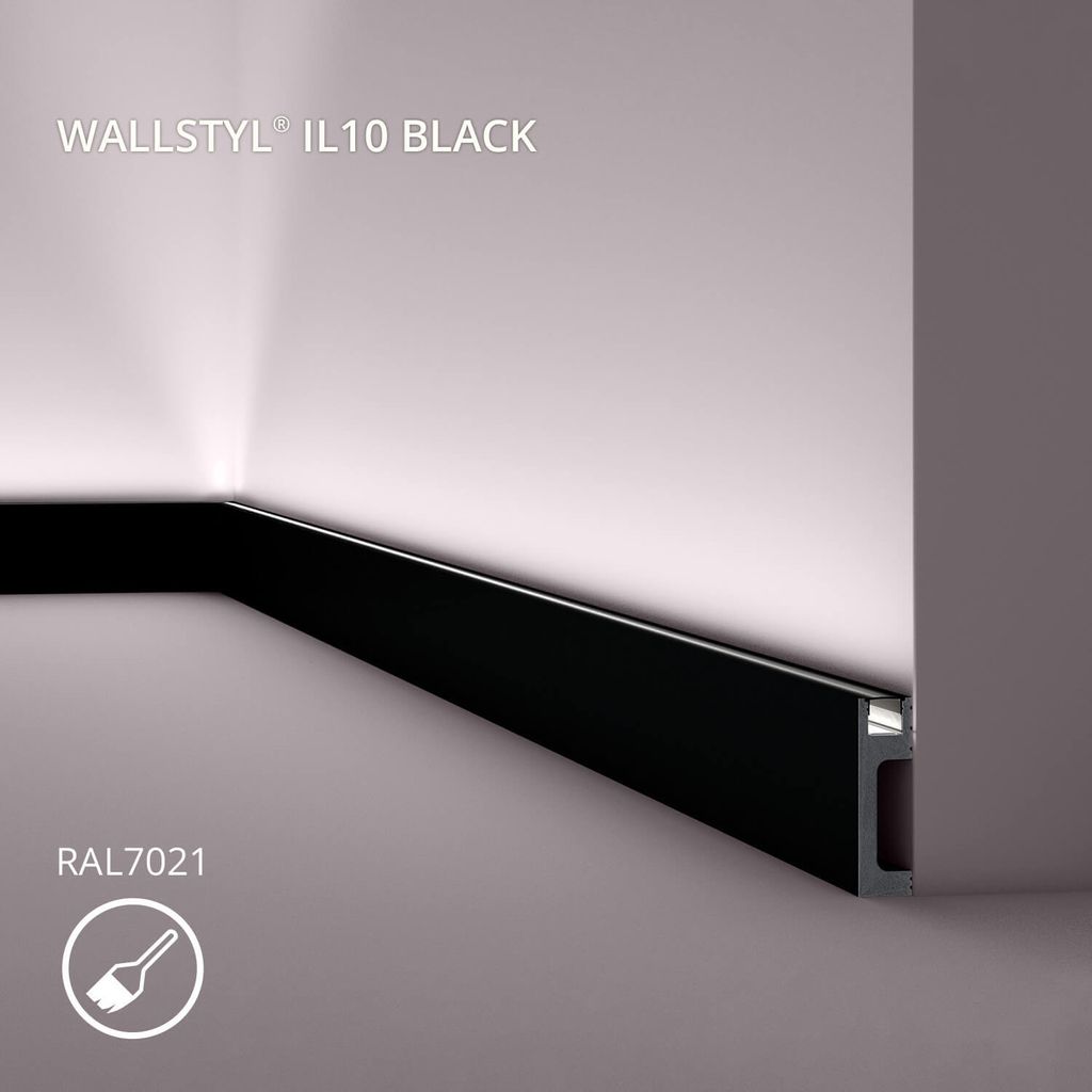 NMC IL10 BLACK WALLSTYL Sockelleiste bereits lackiert Indirekte Beleuchtung 2 m