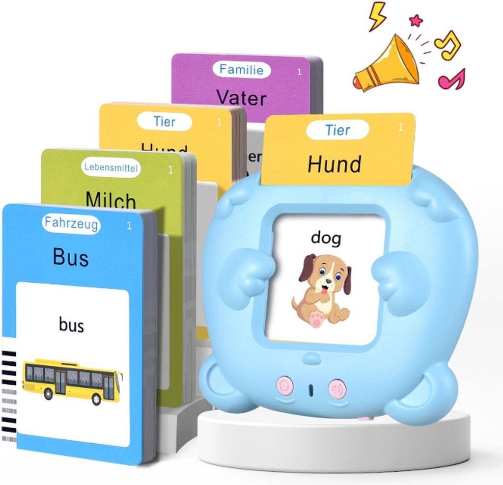 Montessori Lernspielzeug, Sprechende Flashkarten Deutsch & Produktbild 