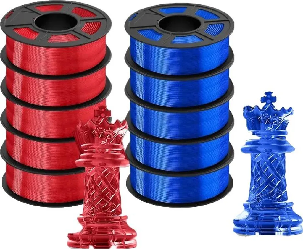 Filament PETG Inodore et Écologique 10 kg - Pack Mixte 5RD 5BL pour 3D