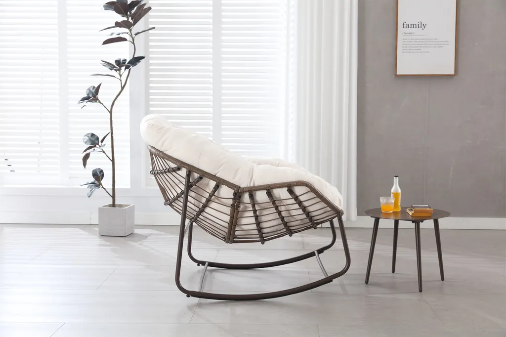Chaise à bascule rembourrée 6" stable en acier blanc supportant 120 kg - 5