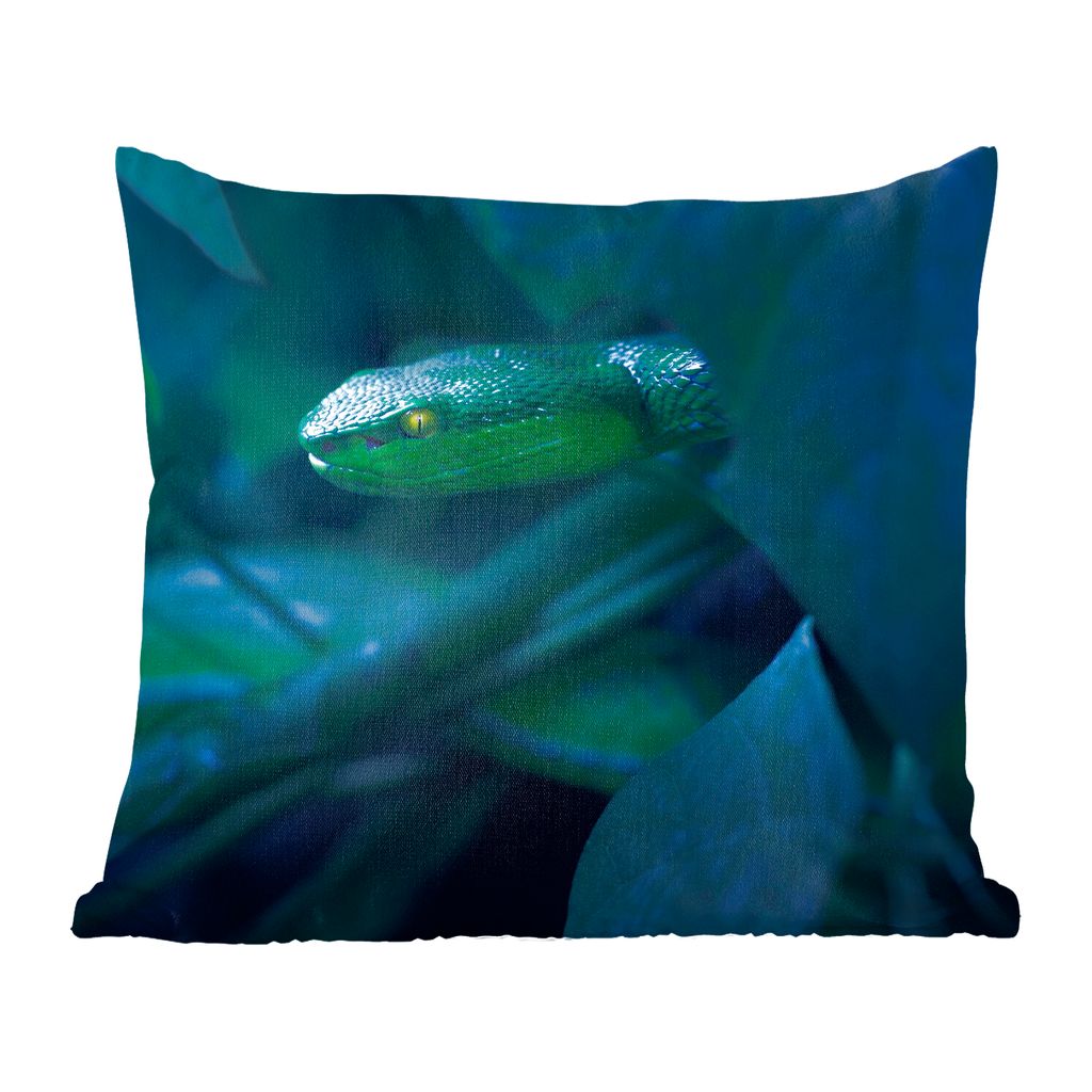 MuchoWow Zierkissen Sofakissen Wohnzimmer Dekokissen 40x40 cm Schlange - Makro - Holz - Foto Kissen - Schlafzimmer Dekoration