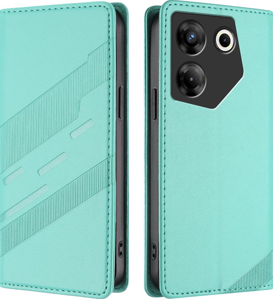 Hülle für Tecno Camon 20 Pro 5G, Kunstleder Brieftaschen Handyhülle mit Kartenfach und Standfunktion Türkis