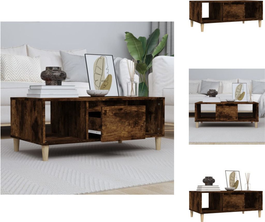 vidaXL Couchtisch Räuchereiche 90x50x36,5 cm Holzwerkstoff - Couchtische