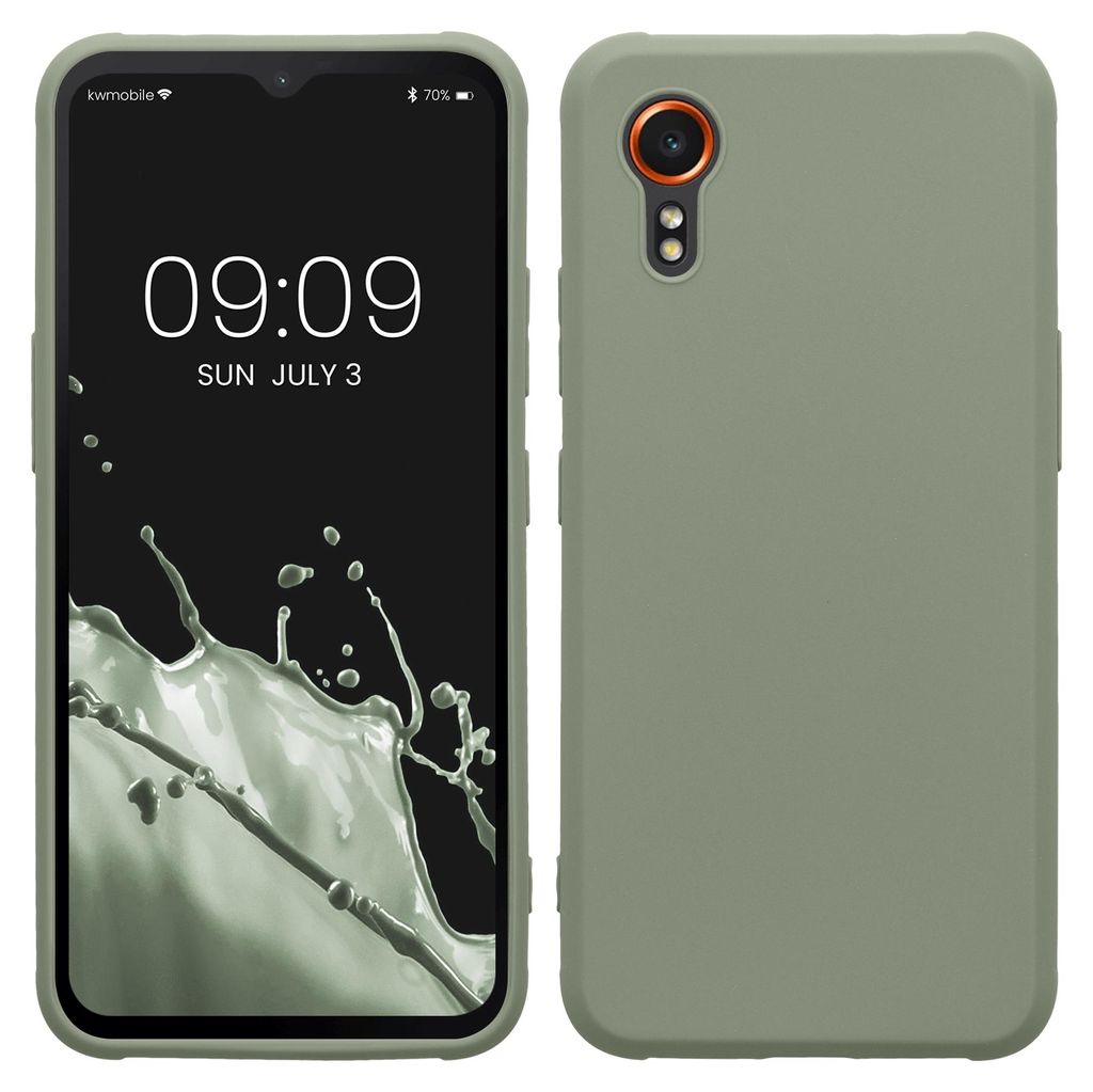 kwmobile Handyhülle für Samsung Galaxy Xcover7 Hülle - TPU Case - Kabelloses Laden - Schutzhülle Cover in Graugrün