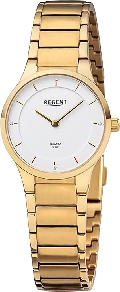Regent Metall Damen Uhr Armbanduhr Quarz gold Metallarmband D2URF1312
