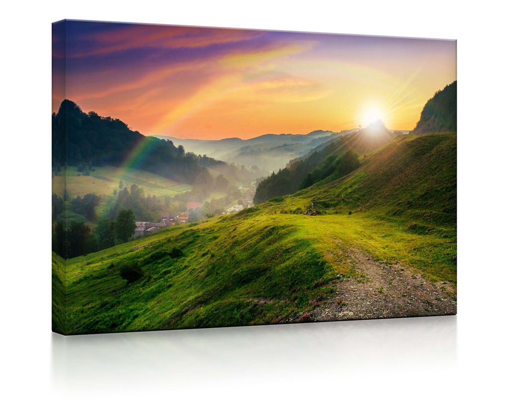 lightbox multicolor | LED Leuchtbilder | Französische Berglandschaft beim Sonnenuntergang | 100x70 cm | fully lighted
