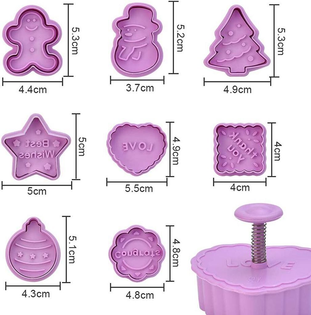 8 Stück Weihnachtsausstecher Keksausstecher Kunststoffausstecher Kinderstempel Festausstecher Set für Kekse Schokolade