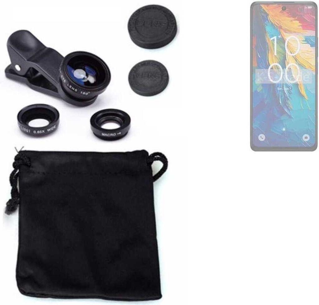 K-S-Trade Smartphone Kamera Linsen Set Kompatibel mit TCL 50 Pro NXTPAPER 5G 3in1 Clip-On Kamera Adapter Macro Weitwinkel FishEye Fischauge Objektiv