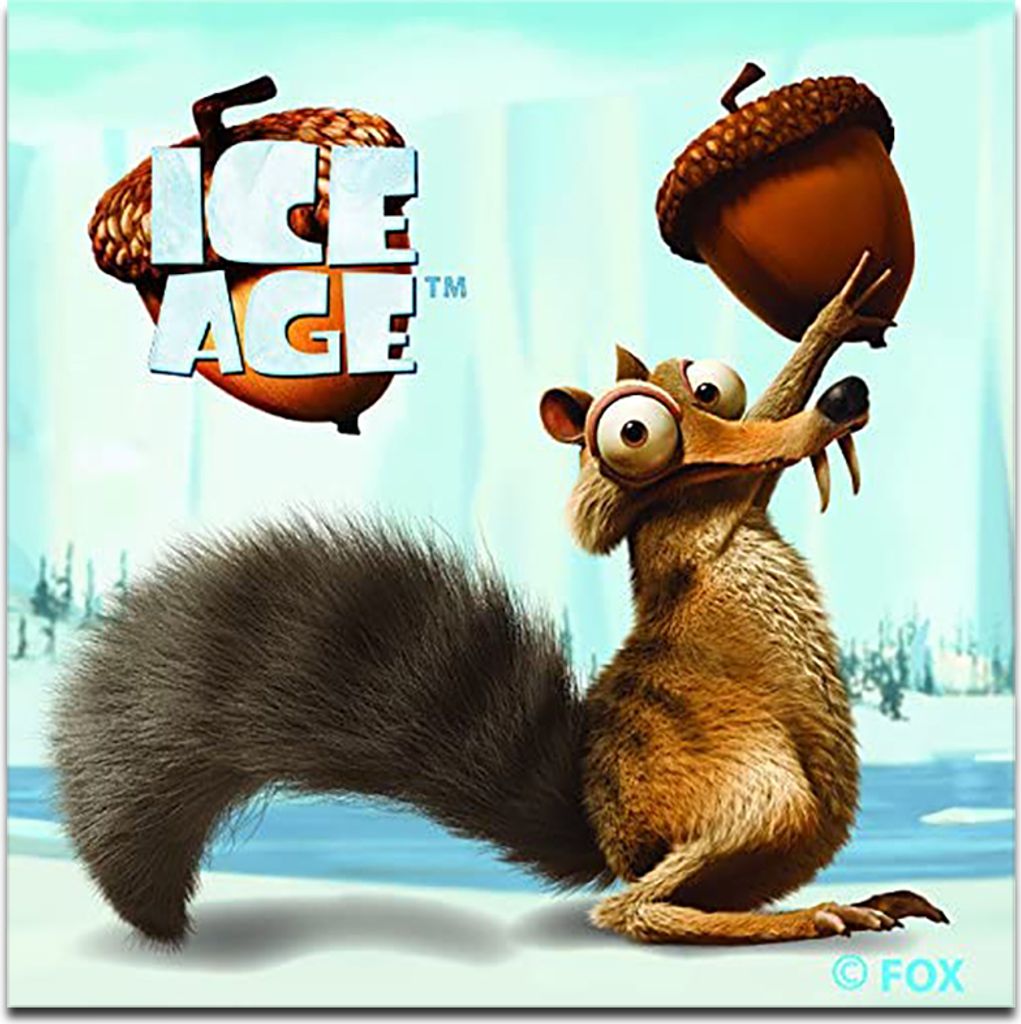 Ice Age Scrat Holding A Nut - Aufnäher, Bügelbild, Aufbügler, Applikationen, Patches, Flicken, Größe: 6 x 6 cm