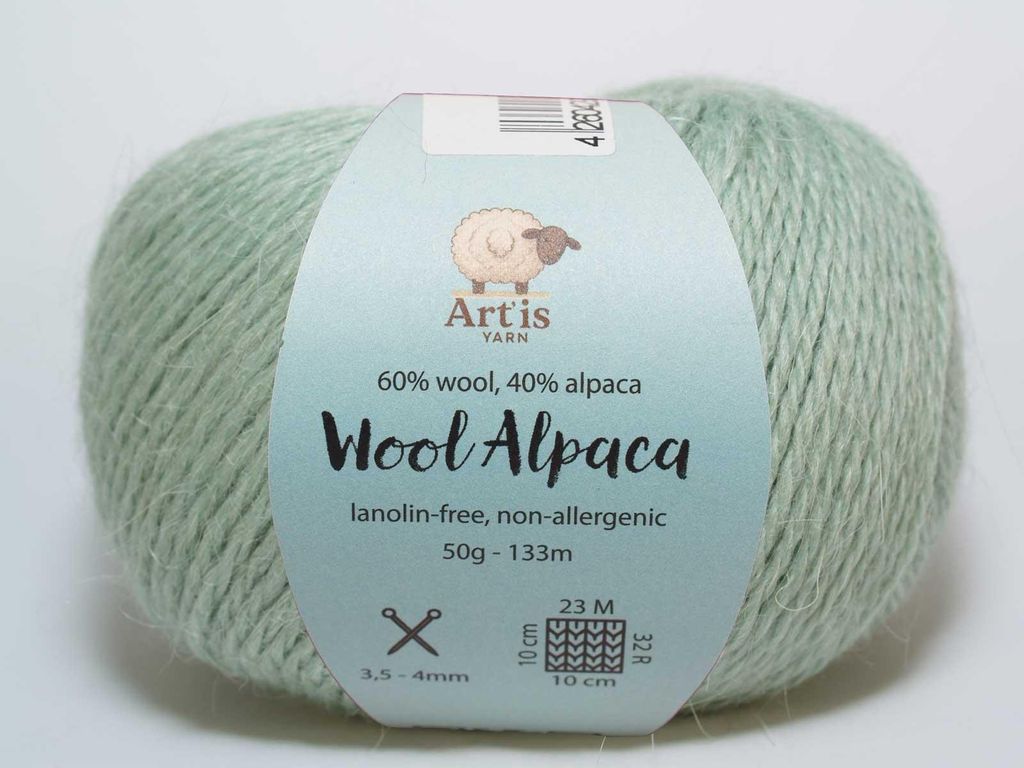 Wool Alpaca Art'is Yarn 60% Wolle, 40% Alpaka Lanolinfrei & Antiallergisch (50g/133m) (521 hellgrün)