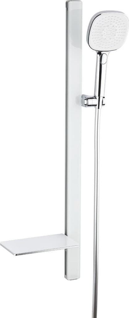SAT Duschset Duschstange mit Handbrause und praktischer Ablage weiß / chrom