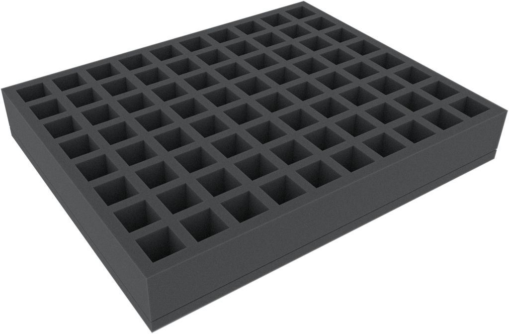 Schaumstoffeinlage 50mm mit 80 Fächern – Full-Size für Miniaturen