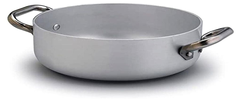 Pentole Agnelli Linie Aluminium Induktion Schmortopf, Induktionsboden mit 2 Griffen Cool 24 cm Silber/schwarz