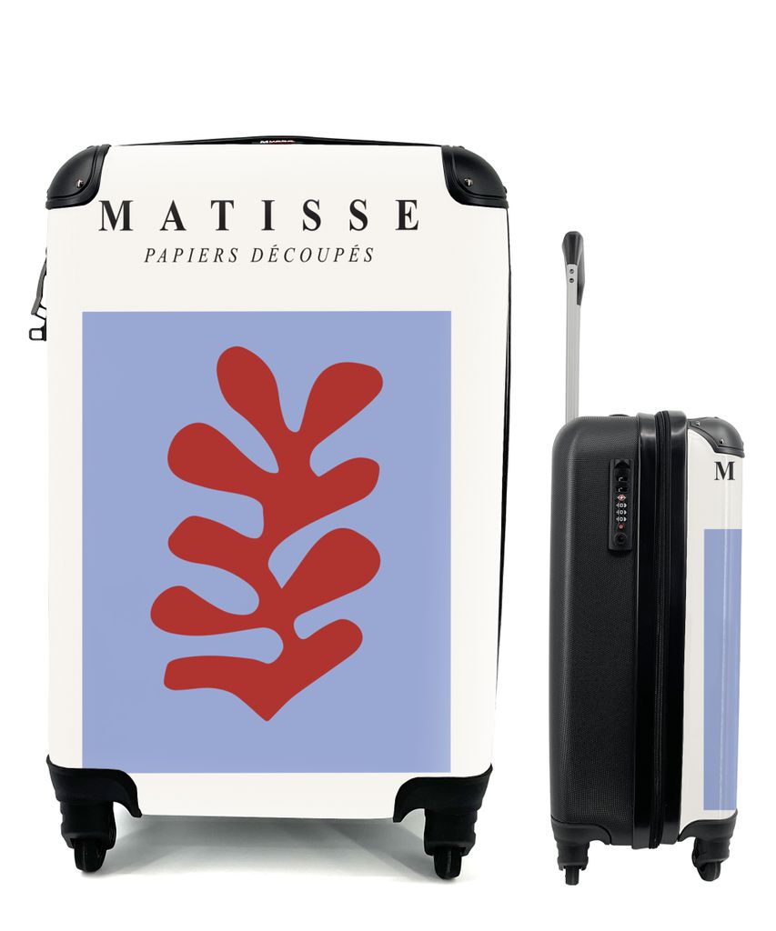 MuchoWow Koffer Handgepäck Trolley Rollkoffer Kleine Reisekoffer mit 4 Rollen - Matisse - Blatt - Rot - Blau - Abstrakt - Cabin Size < 55x40x23 ...