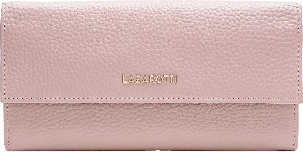 Lazarotti Bologna Portefeuille en Cuir Rose avec 12 Fentes pour Cartes