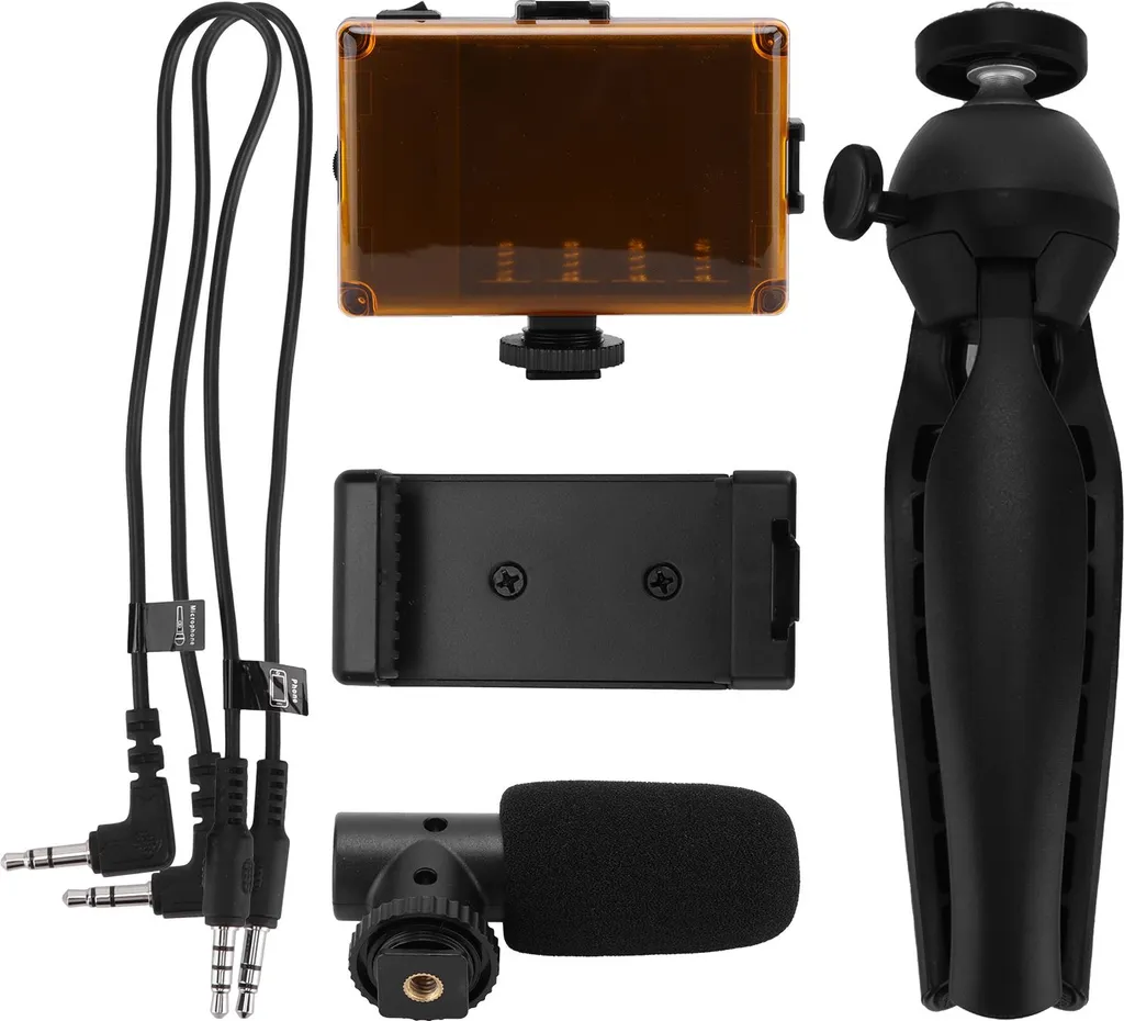 Pack vlog complet : trépied, lampe LED et micro pour vidéo sur mobile