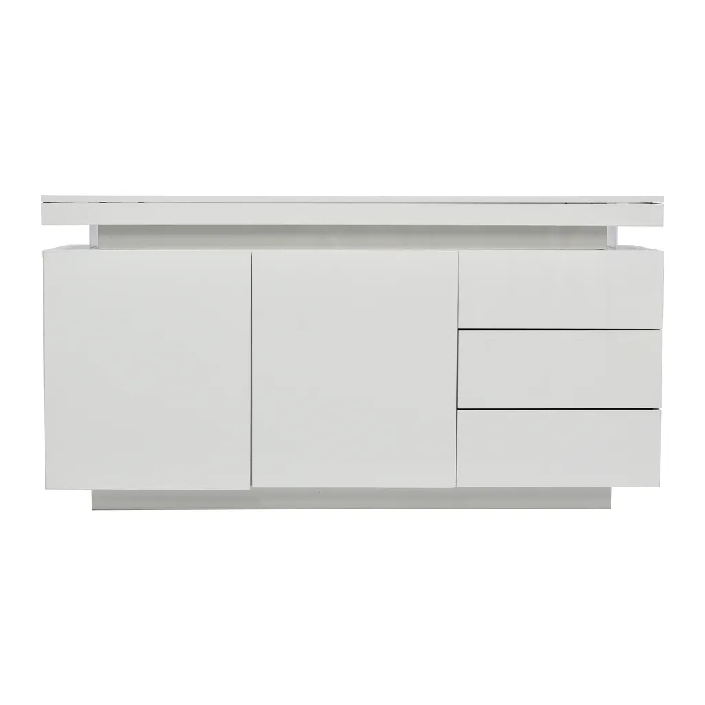 Buffet Bas Blanc Merax LED : Solution de Rangement Moderne pour Salon - 7