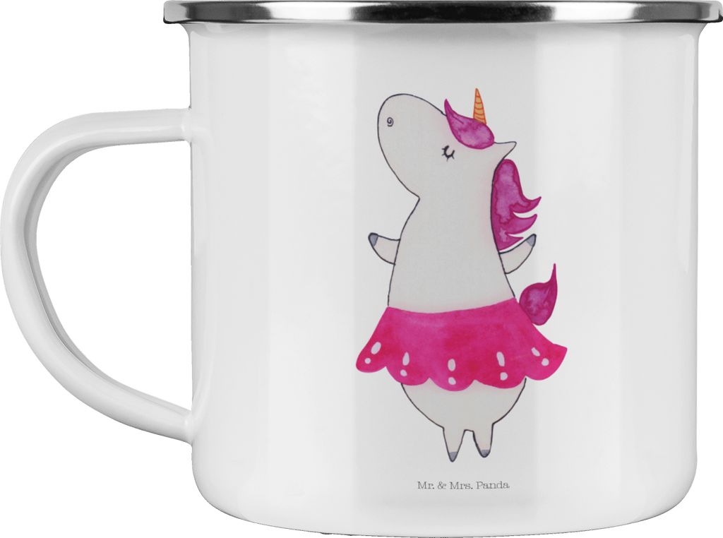 Mr. & Mrs. Panda Pott Einhorn Ballerina - Weiß - Geschenk, Unicorn, Kaffeepott, Einhörner, becher emaille, Geburtstag, Tasse, Emailletasse, Wohnu...
