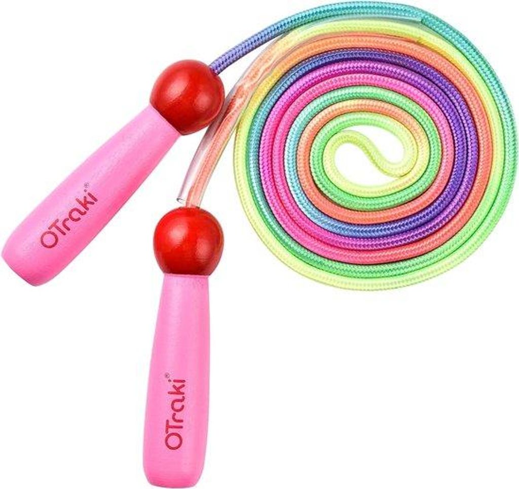 Kinder-Schnur für Mädchen/Jungen mit Holzgriff, pink, 2,5 m