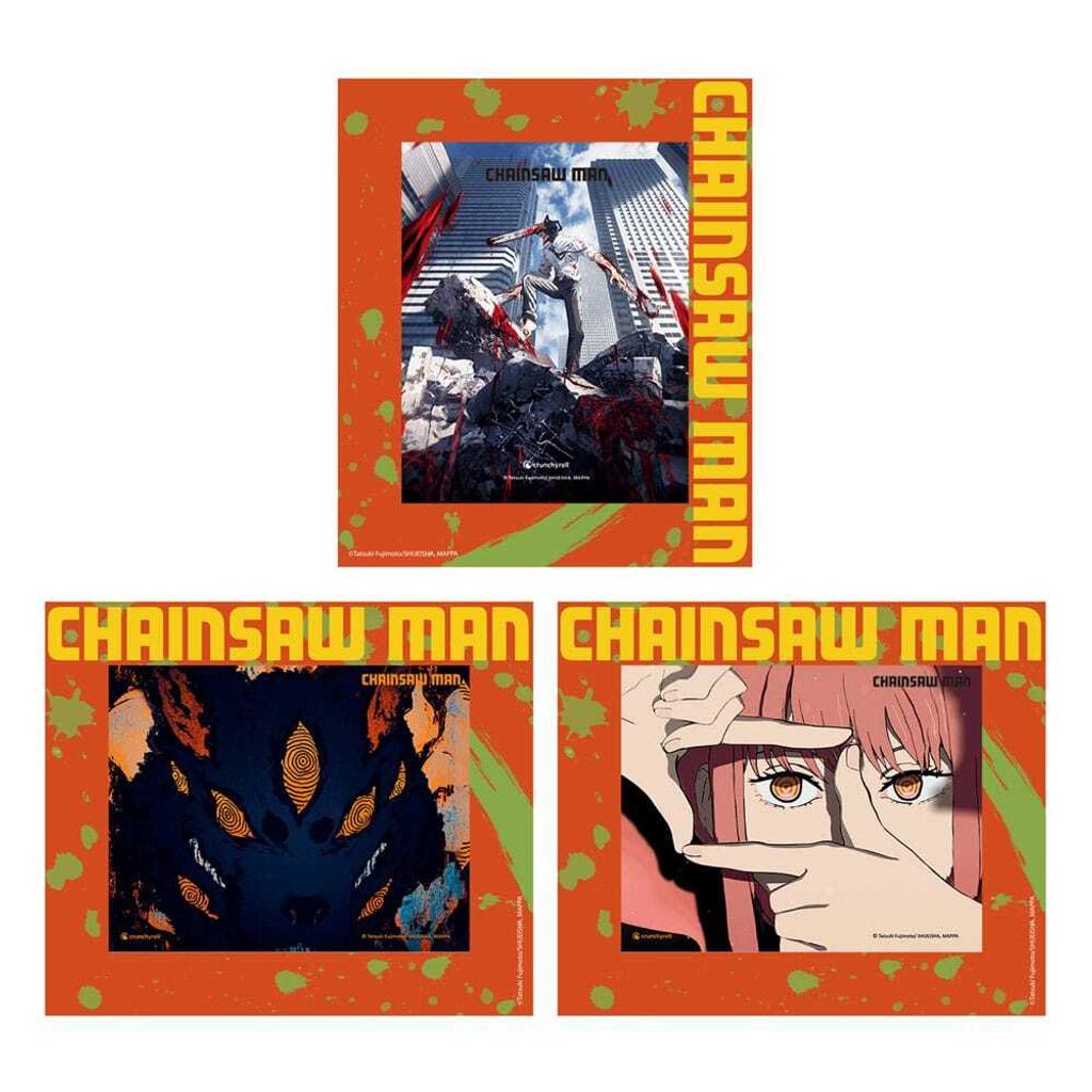 Sakami Merchandise Chainsaw Man 3D-Effekt Karten im Rahmen 3er Set 17 x 13 cm