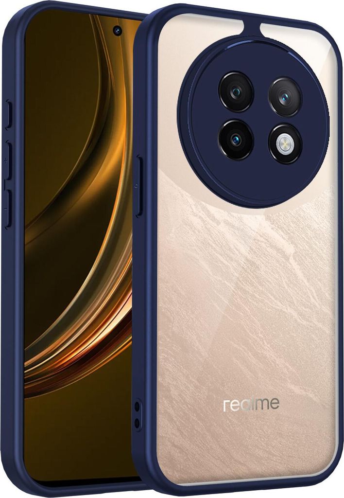 Hülle für Realme 12 5G/Realme 12x/Realme 13 5G/Realme C65 5G Transparente Rückseite TPU Bumper Stoßfest Handyhülle Blau