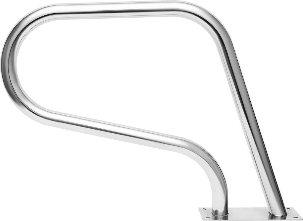 Pool Handlauf - U-förmig mit Bodenplatte - 304 Edelstahl - Neopren-Griff 120 cm - Tragkraft >120 kg - Rohr Ø4,2 cm - Höhe 58 cm - Silber