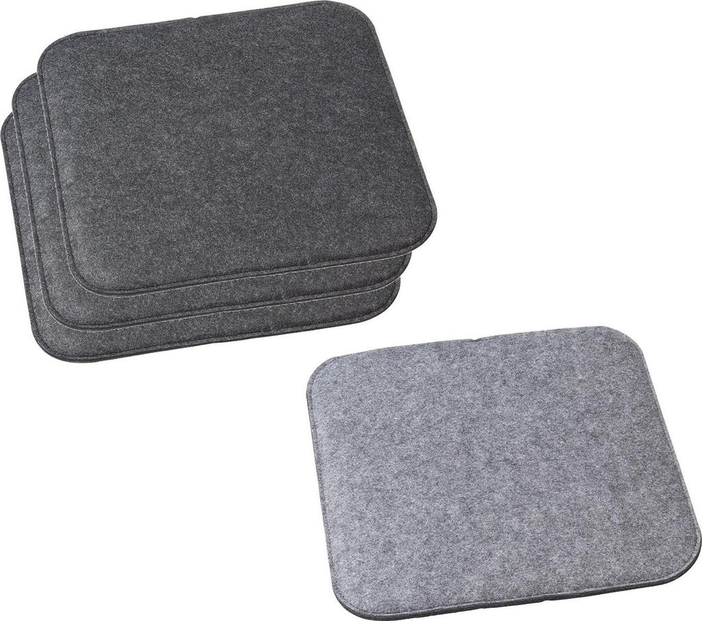 4 Stück Sitzauflage Filz zum Wenden Grau Anthrazit Produktbild 