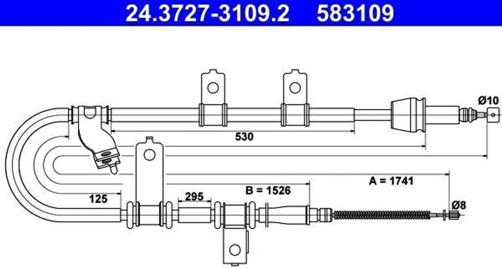 ATE 24.3727-3109.2 Câble de Frein à Main pour Hyundai Santa Fe I SM