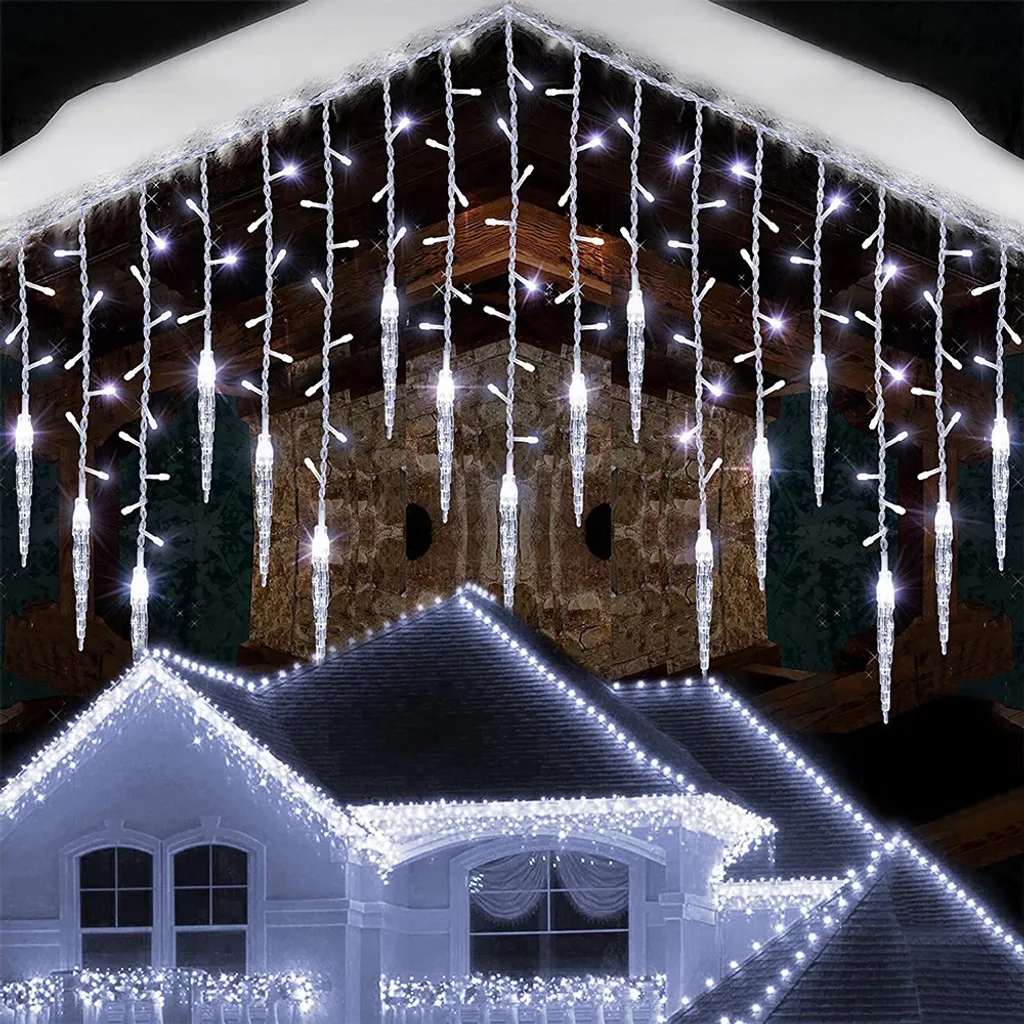 Chaîne Lumineuse Pluie de Glace LED Blanc Froid 8 Modes pour Fenêtres