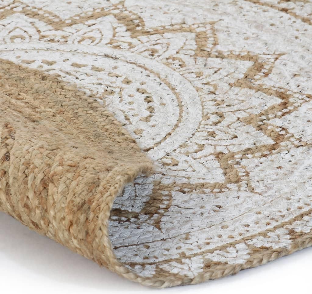 vidaXL Teppich Jute Geflochten Bedruckt 120 cm Rund