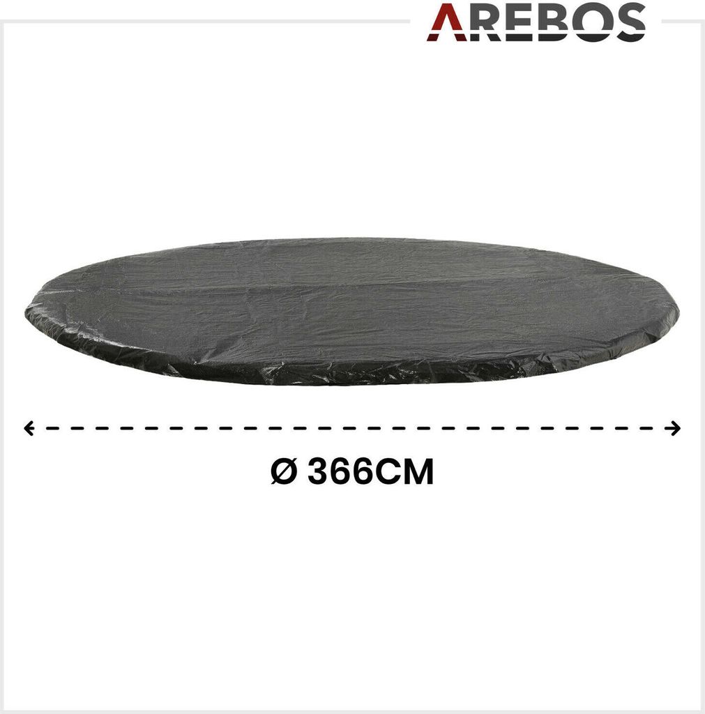 AREBOS plachta na trampolínu Ø 366 cm černá odolná proti Obrázek produktu 7