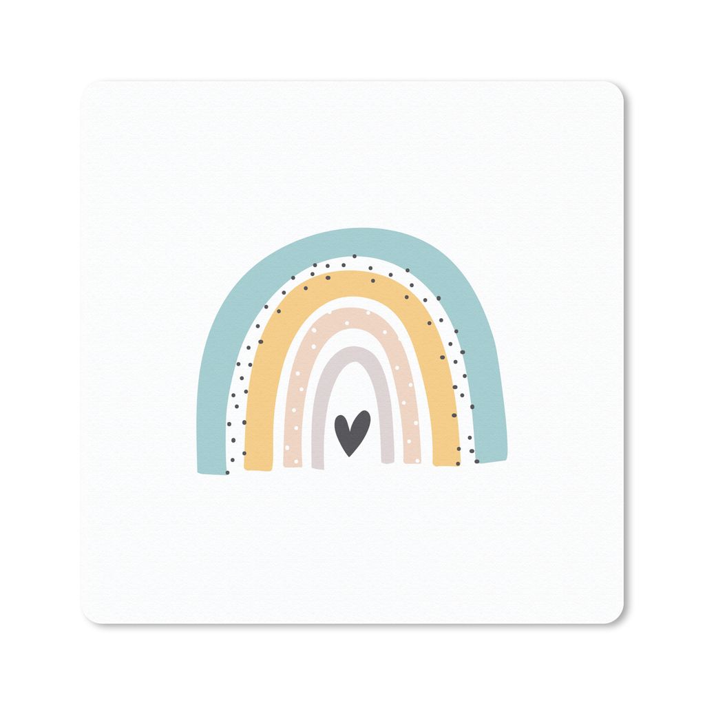 MuchoWow Mauspad Mousepad Regenbogen - Mädchen - Jungen - Herz - Pastell 20x20 cm - Mousepads - Maus Mat - Pad - Mausunterlage - Desk Mat - Bure...