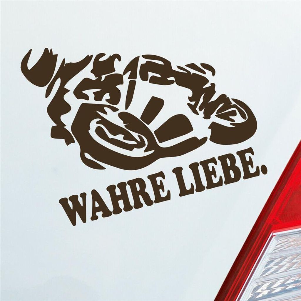 Auto Aufkleber Motorrad Wahre Liebe Moped Bike Mopped JDM 12x10 cm Braun Sticker Heckscheibenaufkleber