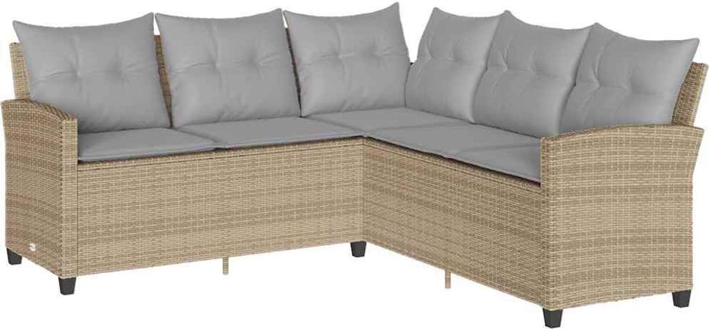 L-förmiges Couchsofa mit Kissen Beige Polyrattan