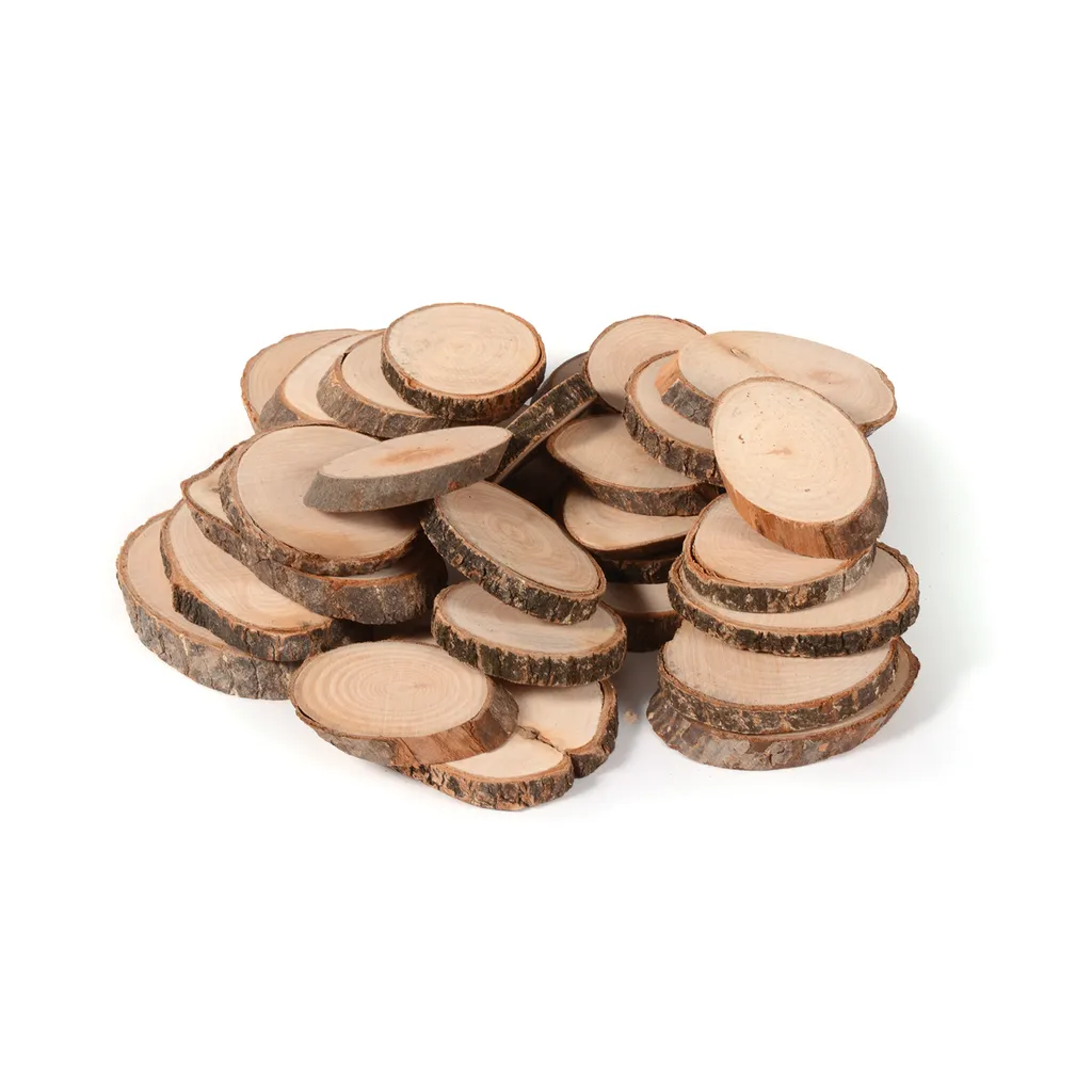 Rondelles de bois naturel avec écorce - Finition ovale pour déco DIY