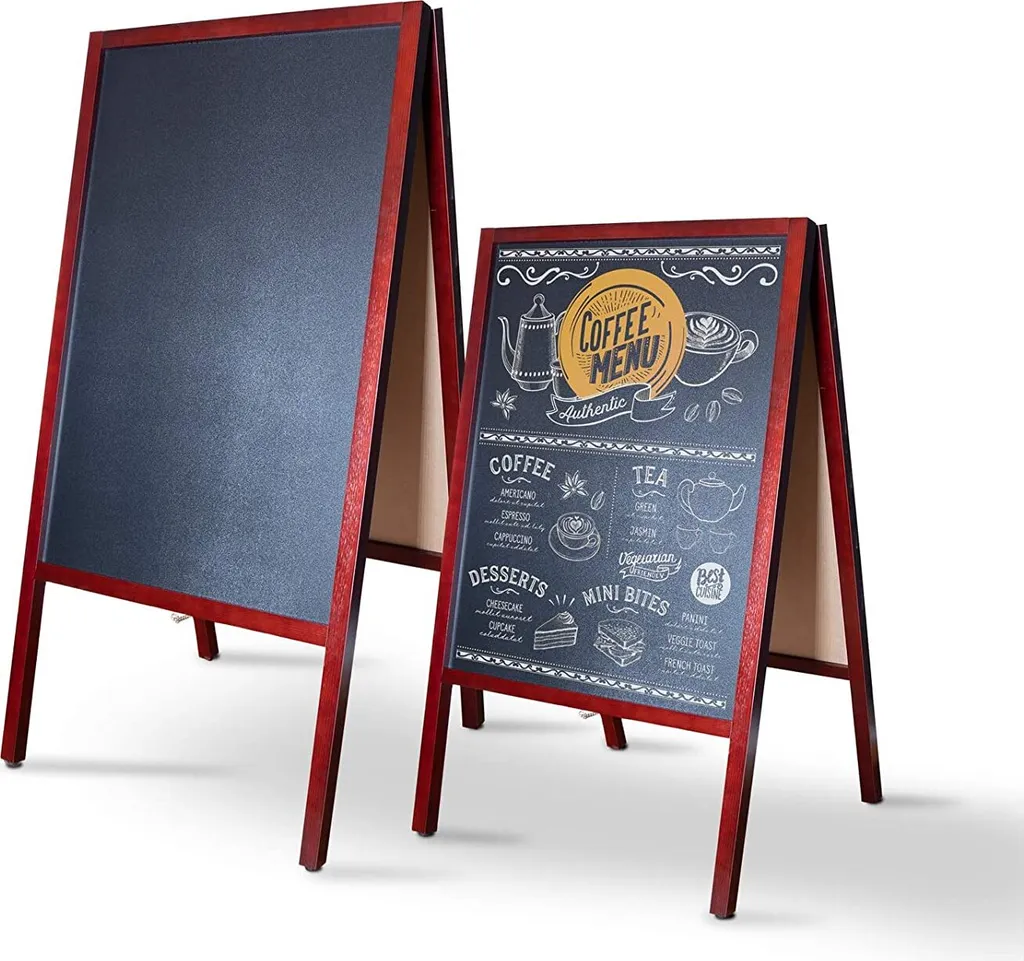 Panneau menu restaurant bois brun double face pour terrasse et trottoir