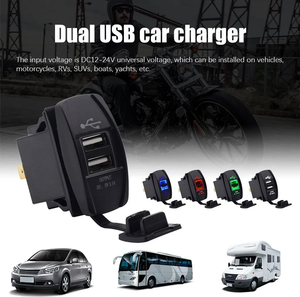 5V 3.1A Dual USB Car Motorbike Charger Socket Adapter Socket - 4