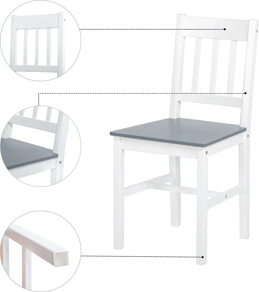 IPOTIUS Ensemble Table à Manger Rectangulaire en Bois et 4 Chaises Grises - 5