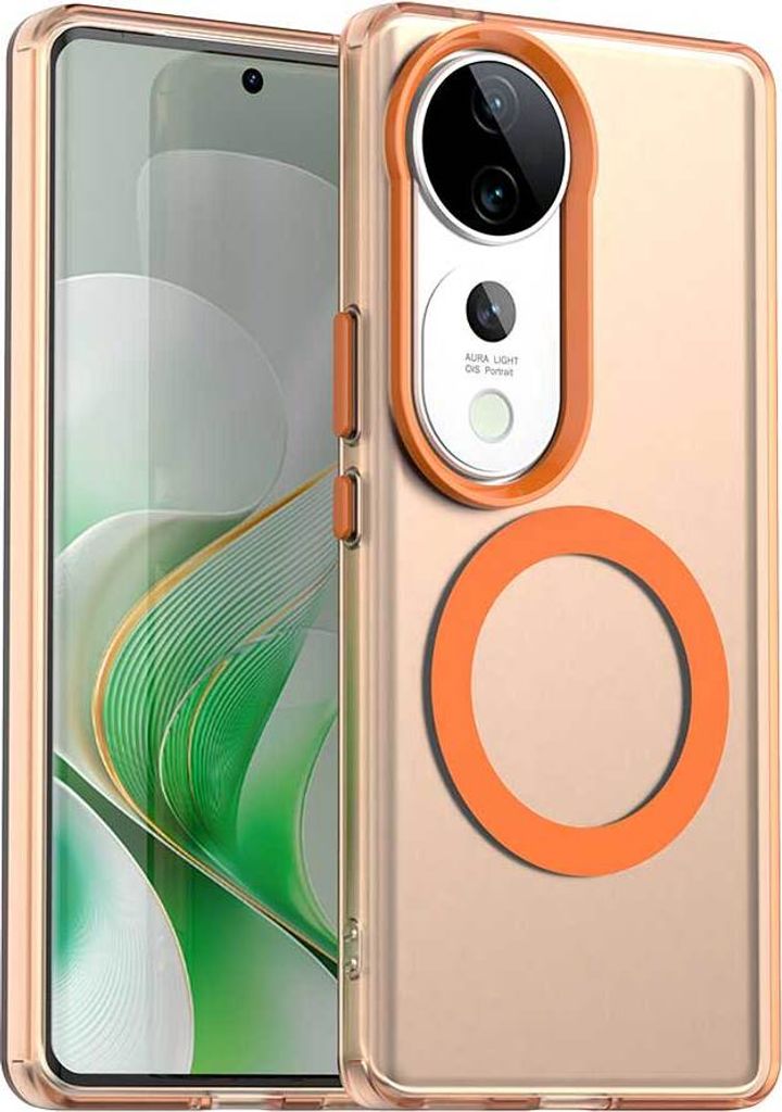 Magnetisch Hülle für Vivo V40 / V40 Pro / S19 Pro, Schlank Durchscheinend Matt Stoßfest Handyhülle Orange