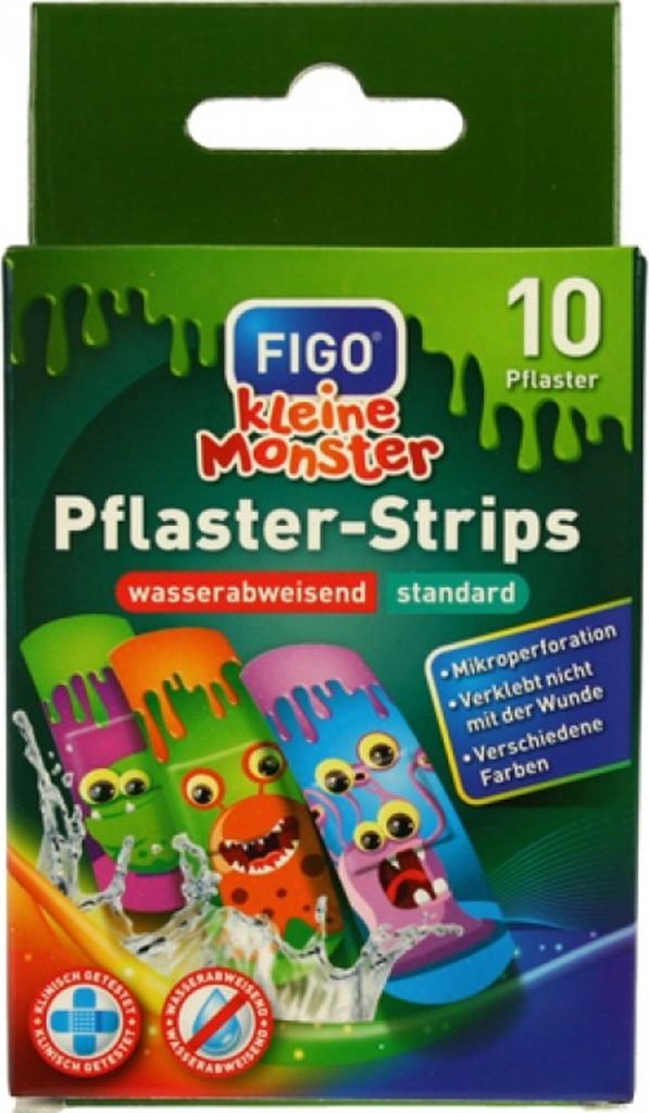 FIGO Wundverband Kinder Pflaster 10er Kleine Monster Produktbild 