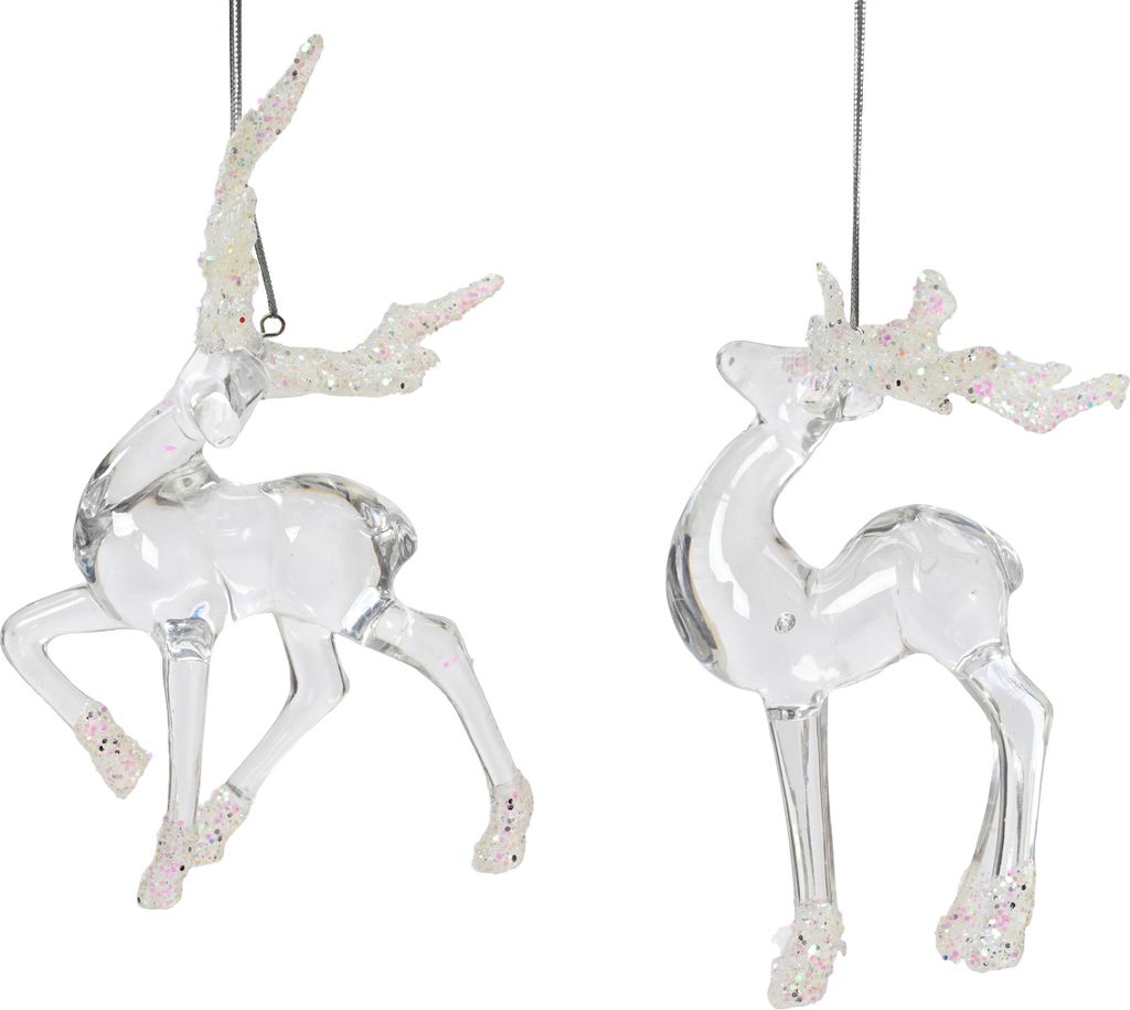 Christbaumschmuck Kunststoff 15cm Hirsch 1 Stück sortiert Transparent