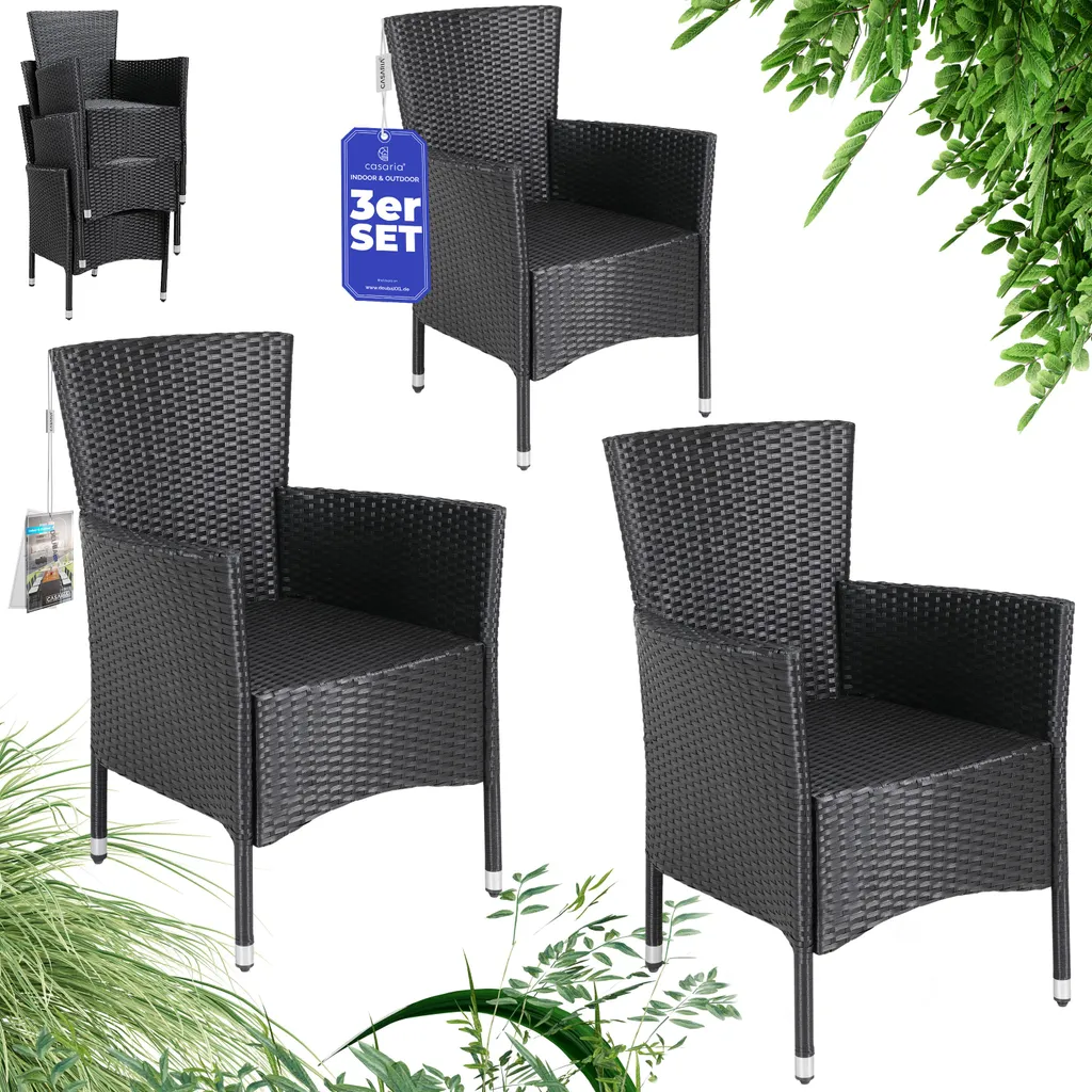 Sedie Outdoor CASARIA® Polyrattan Set 3: Design Moderno e Duraturo