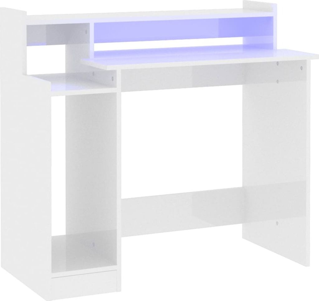 vidaXL Schreibtisch mit LEDs Hochglanz-Weiß 97x45x90 cm Produktbild 