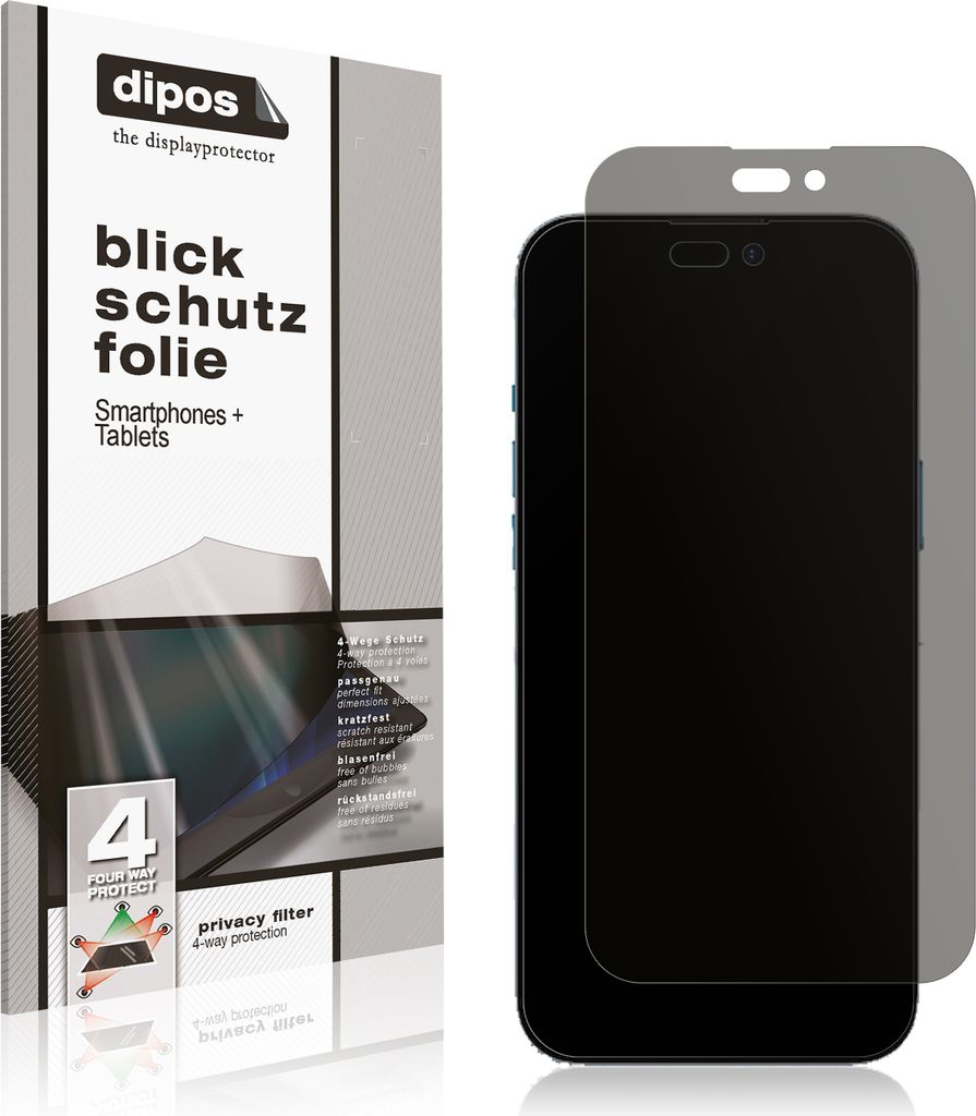 Blickschutzfolie für Apple iPhone 14 Pro Max matt Schutzfolie Folie Display Schutz dipos