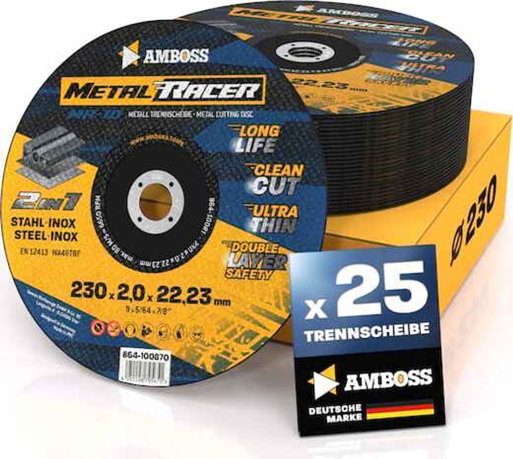 25x Amboss Metal Racer Trennscheibe | Ø230 mm - 2 mm - 22.23 mm |